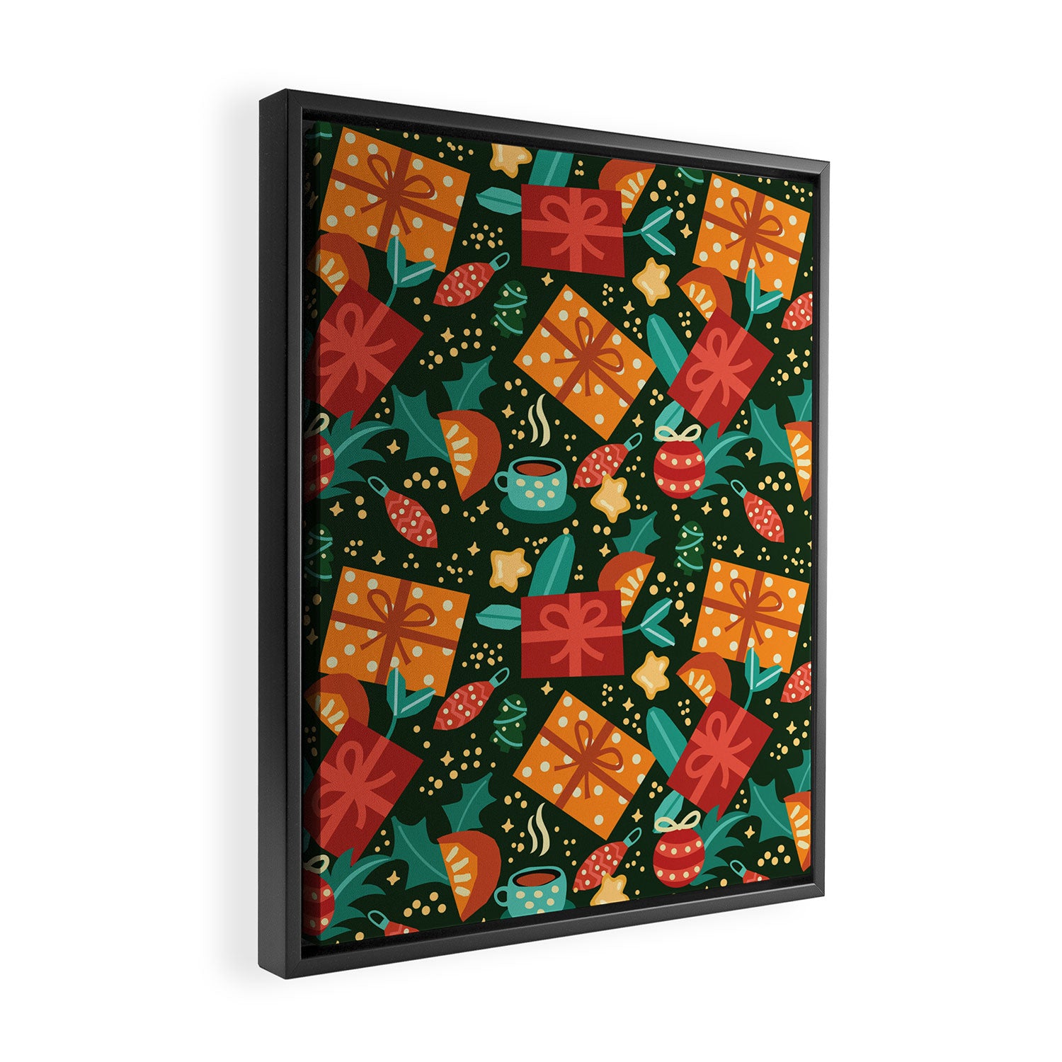 Christmas presents pattern Framed Canvas Print Gallery Image 2