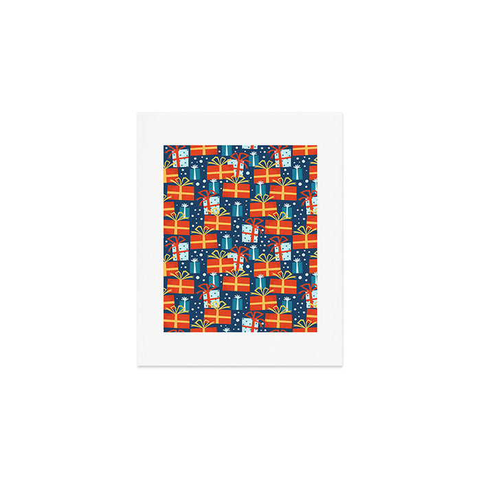 Christmas presents red and blue pattern Art Print Gallery Image 1