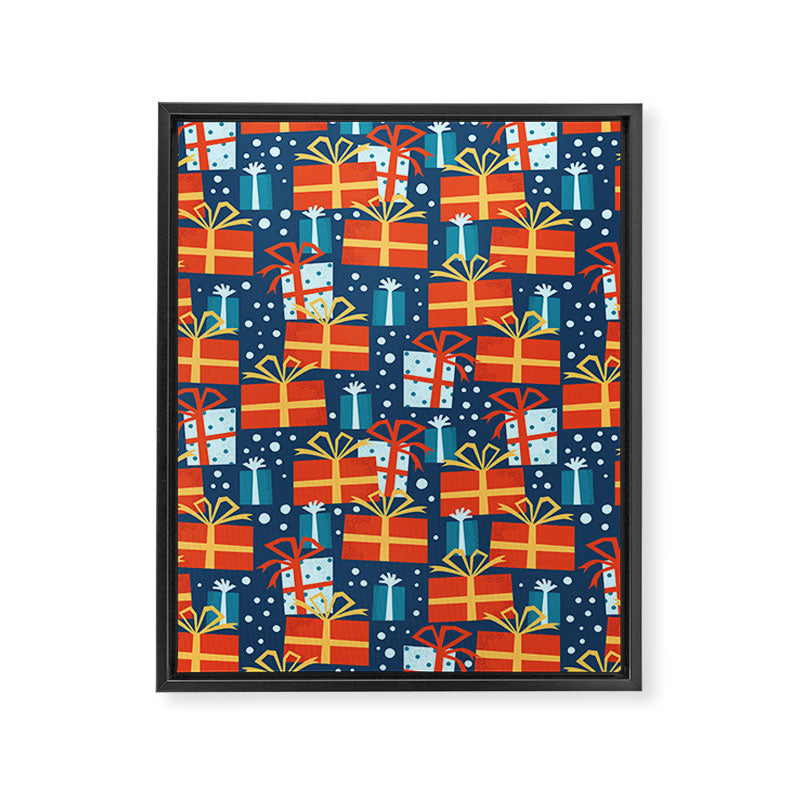 Christmas presents red and blue pattern Framed Canvas Print Gallery Image 8