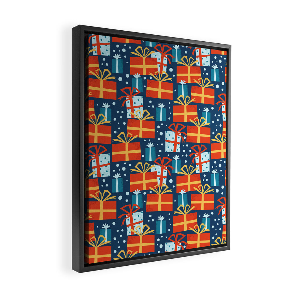 Christmas presents red and blue pattern Framed Canvas Print Gallery Image 2