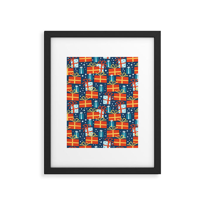 Christmas presents red and blue pattern Framed Art Print Gallery Image 1