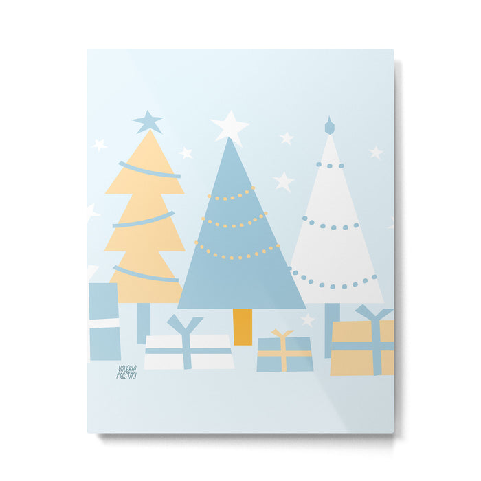 Christmas tree and presents Metal Print Gallery Image 1