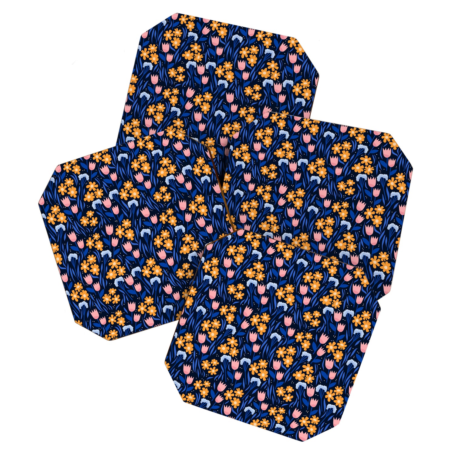 Colorful flowers pattern Coaster Gallery Image 1