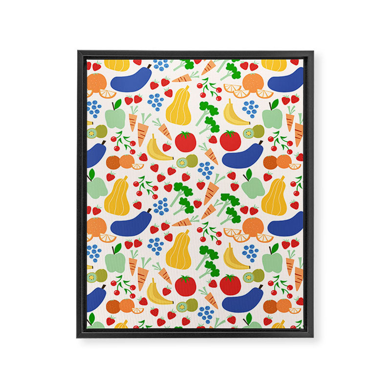 Colorful Veggie Pattern Framed Canvas Print Gallery Image 8