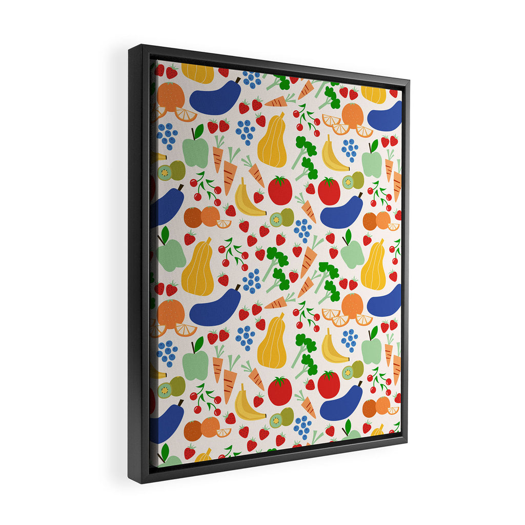 Colorful Veggie Pattern Framed Canvas Print Gallery Image 2