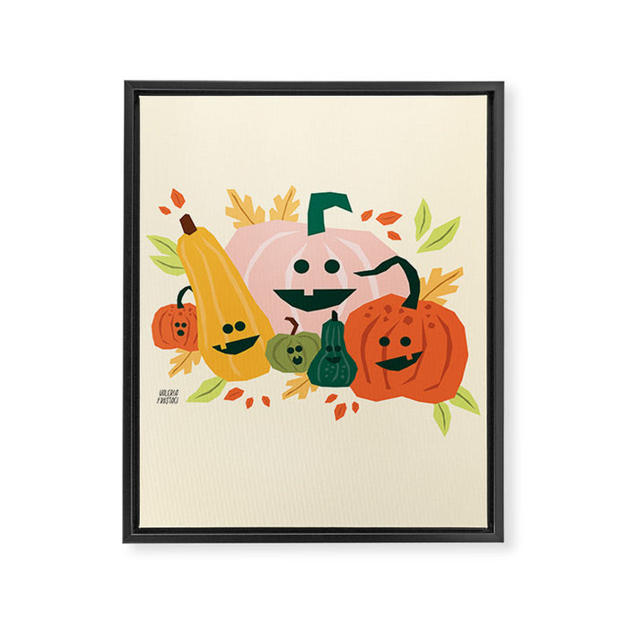 Cute scary pumpkins Framed Canvas Print Gallery Image 1
