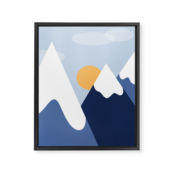 Dawn in the snowy mountains Framed Canvas Print Gallery Image 1