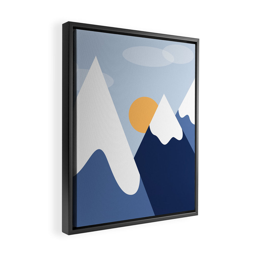 Dawn in the snowy mountains Framed Canvas Print Gallery Image 2