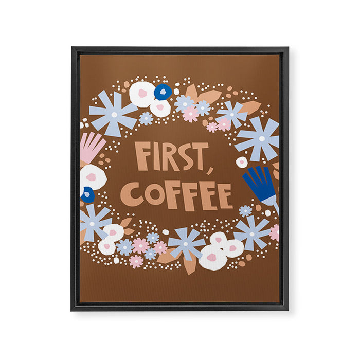First coffee Framed Canvas Print Gallery Image 1