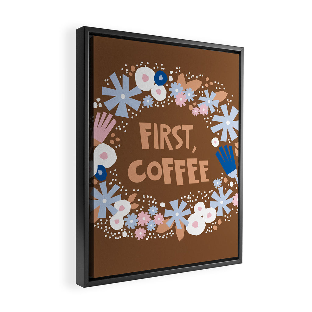 First coffee Framed Canvas Print Gallery Image 2