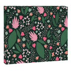 Flowers pattern in pink and green Canvas Print Gallery Image 6
