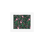 Flowers pattern in pink and green Art Print Gallery Image 1