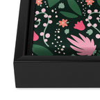 Flowers pattern in pink and green Framed Canvas Print Gallery Image 3