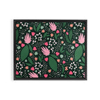 Flowers pattern in pink and green Framed Canvas Print Gallery Image 6