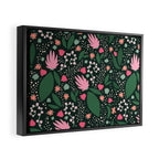 Flowers pattern in pink and green Framed Canvas Print Gallery Image 2