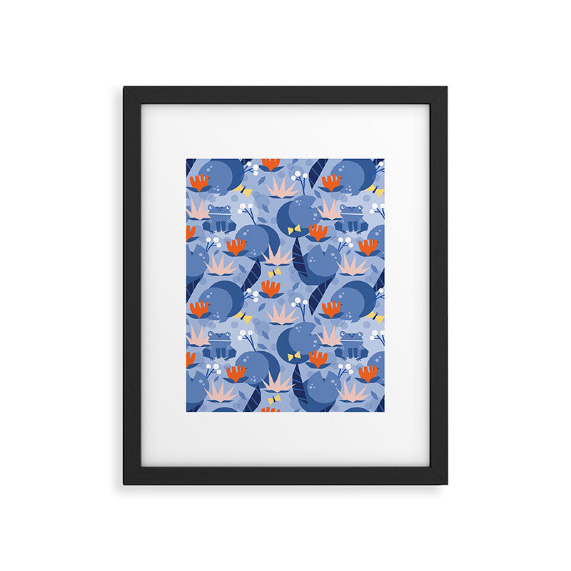 Frog in a pond pattern Framed Art Print Gallery Image 6