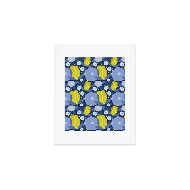 Geometric flowers in green and gray Art Print Gallery Image 1