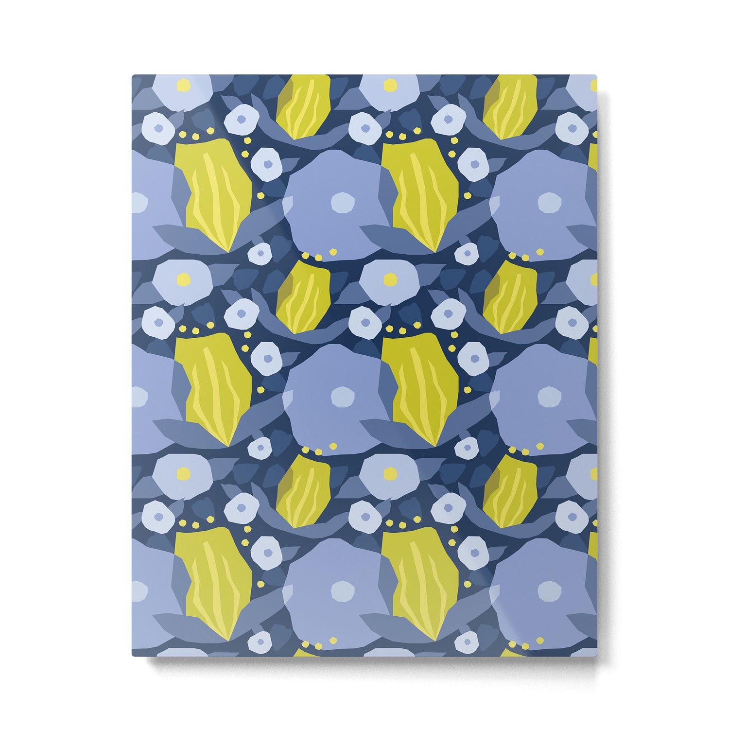 Geometric flowers in green and gray Metal Print Gallery Image 6