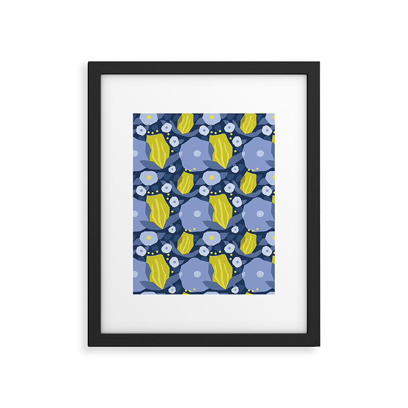 Geometric flowers in green and gray Framed Art Print Gallery Image 6
