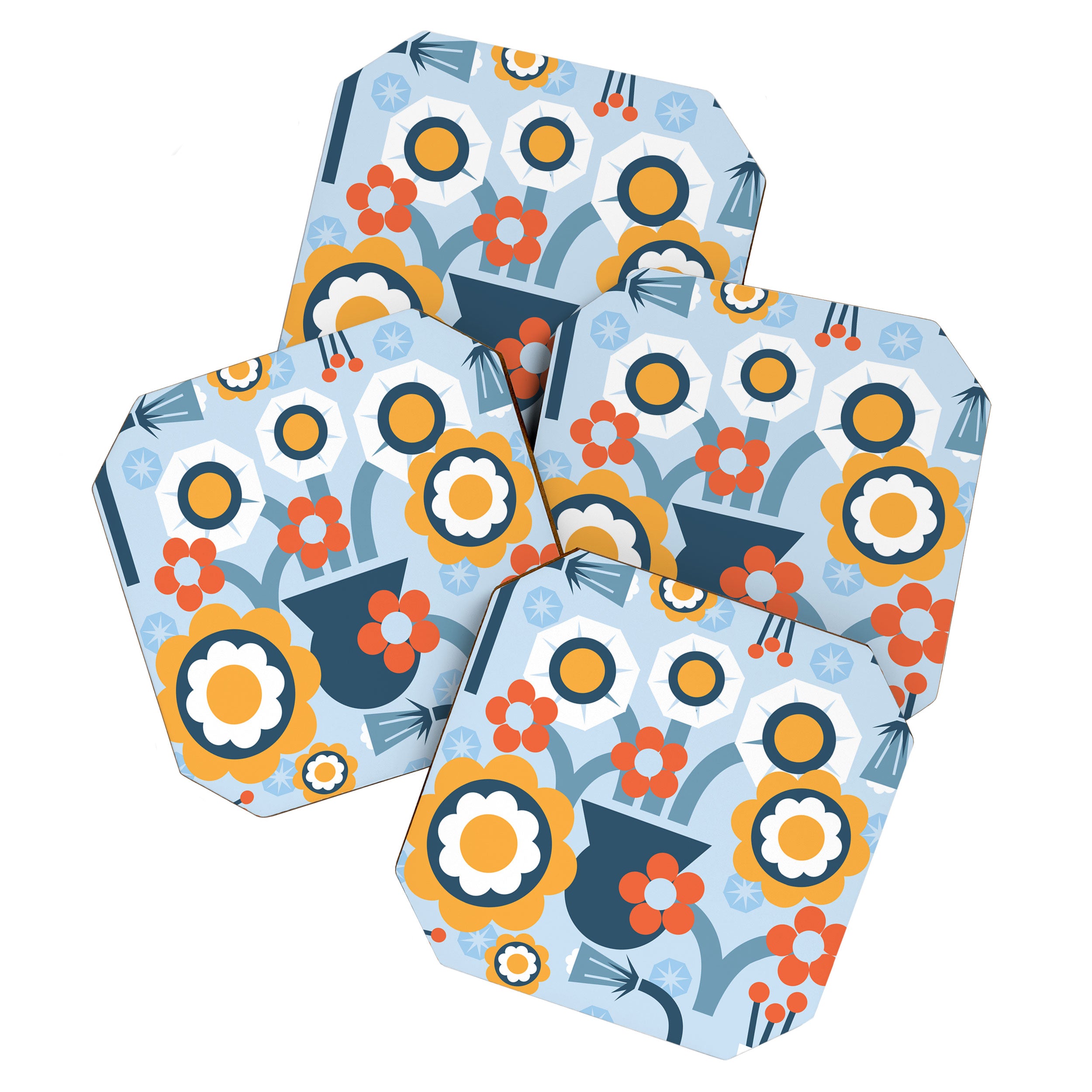 Geometrical flowers composition Coaster Gallery Image 1