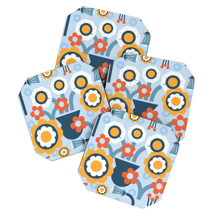 Geometrical flowers composition Coaster Gallery Image 1
