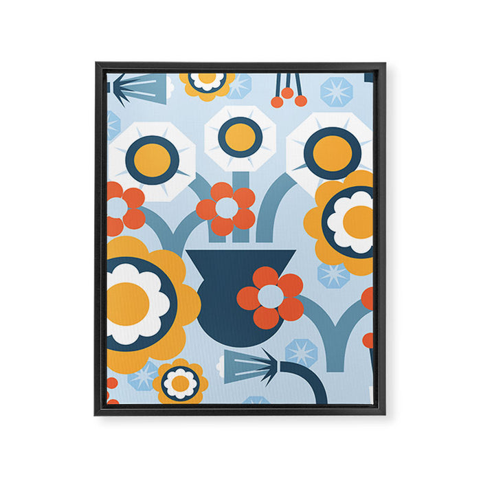 Geometrical flowers composition Framed Canvas Print Gallery Image 1