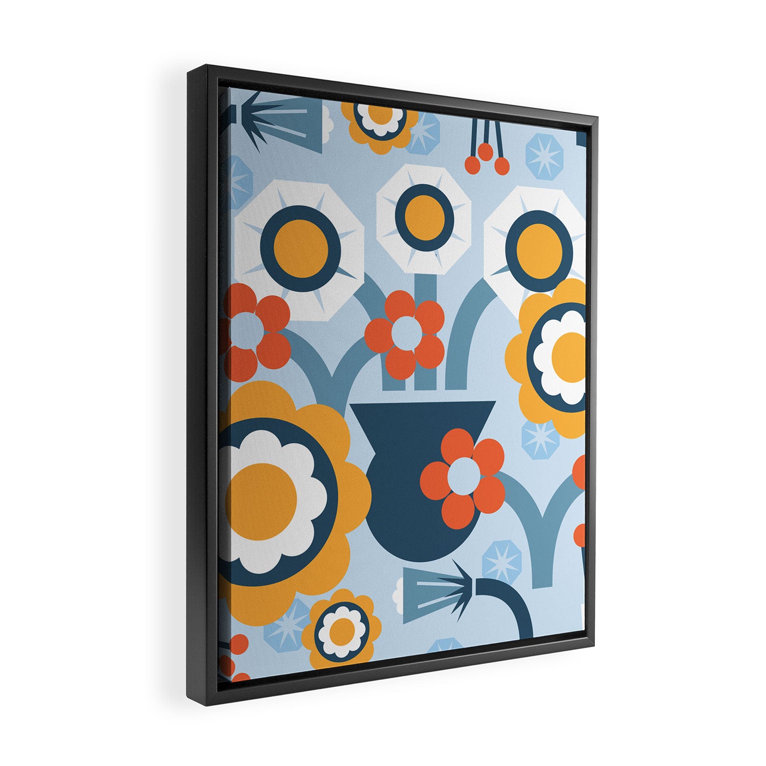 Geometrical flowers composition Framed Canvas Print Gallery Image 2