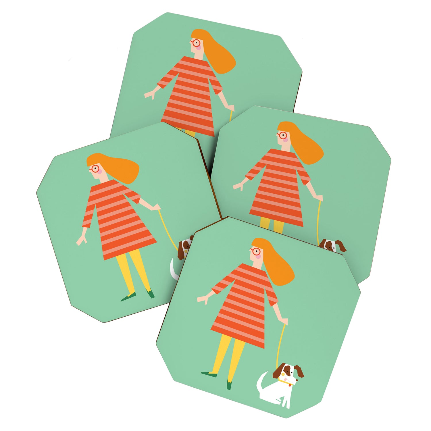 Girl and her doggy Coaster Gallery Image 1