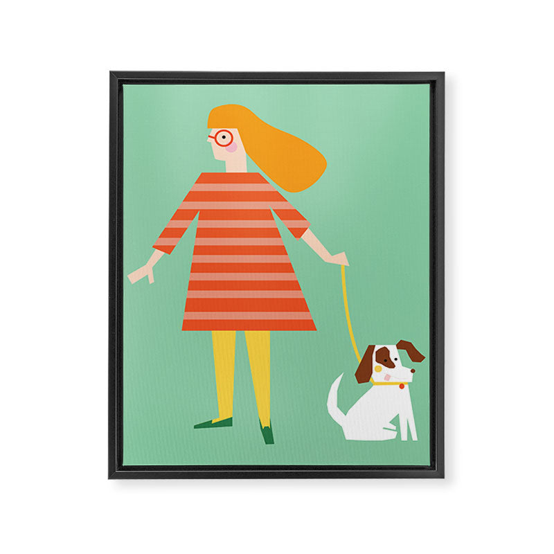 Girl and her doggy Framed Canvas Print Gallery Image 8