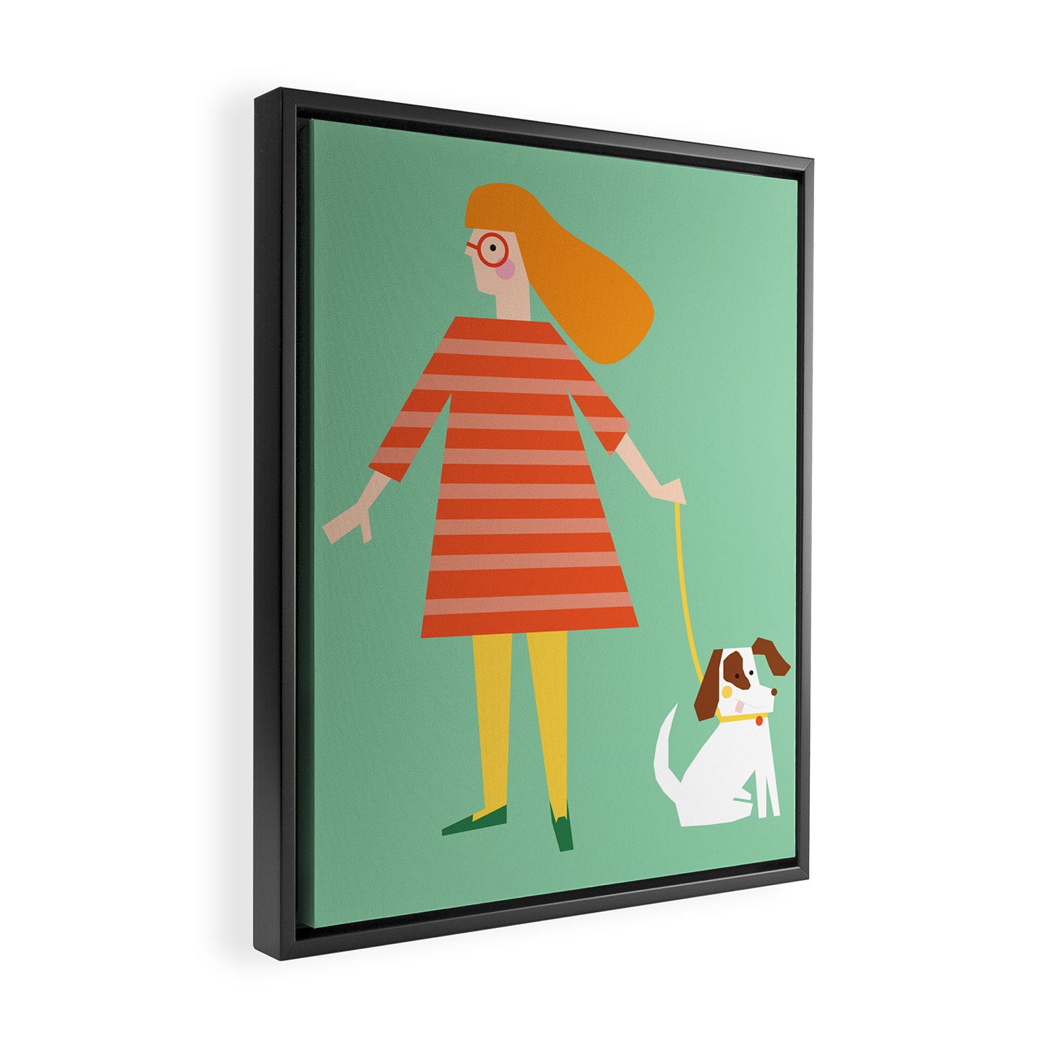 Girl and her doggy Framed Canvas Print Gallery Image 2
