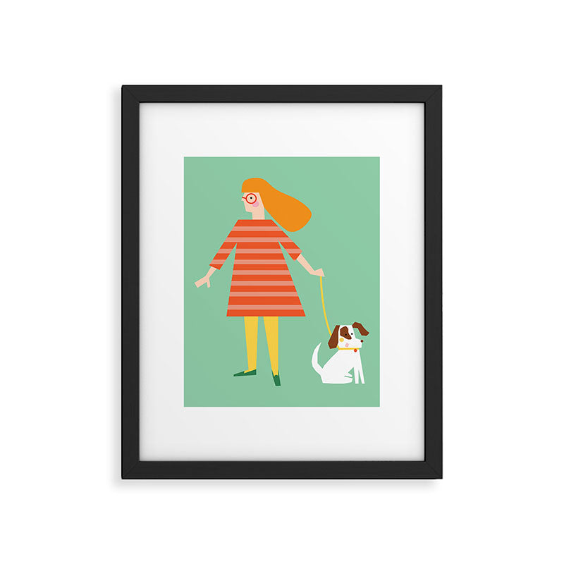 Girl and her doggy Framed Art Print Gallery Image 6