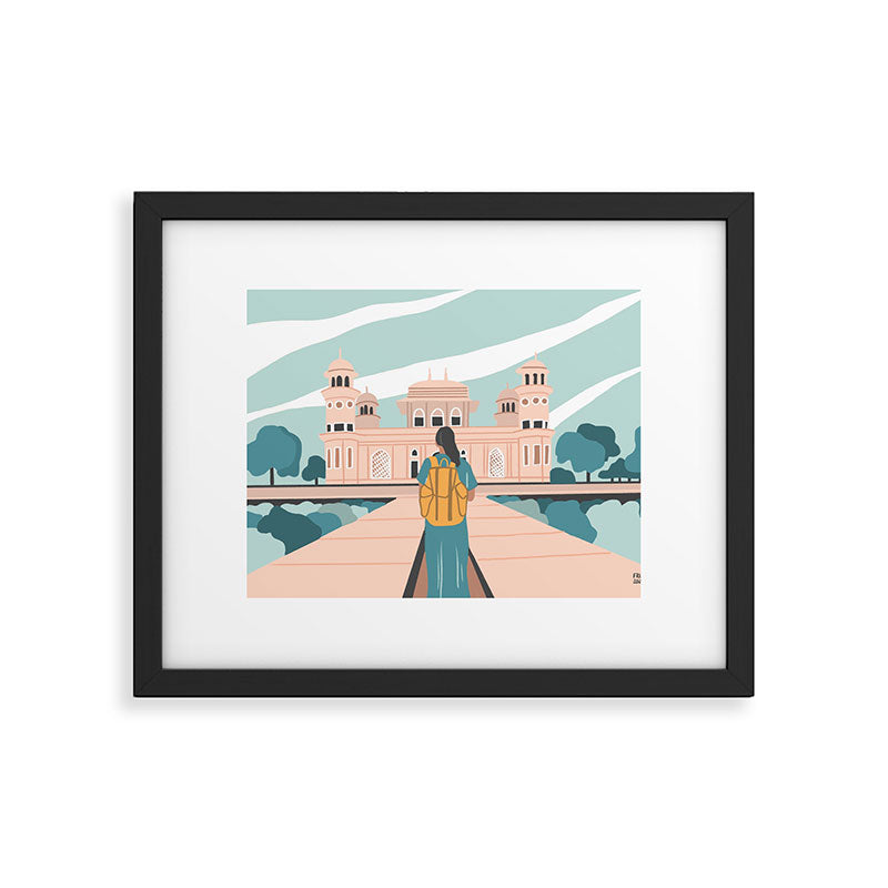 Girl traveling in India Framed Art Print Gallery Image 5
