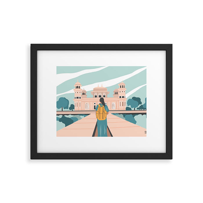 Girl traveling in India Framed Art Print Gallery Image 1