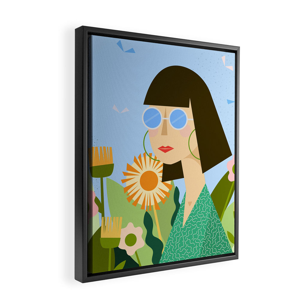 Girl with plants Framed Canvas Print Gallery Image 2