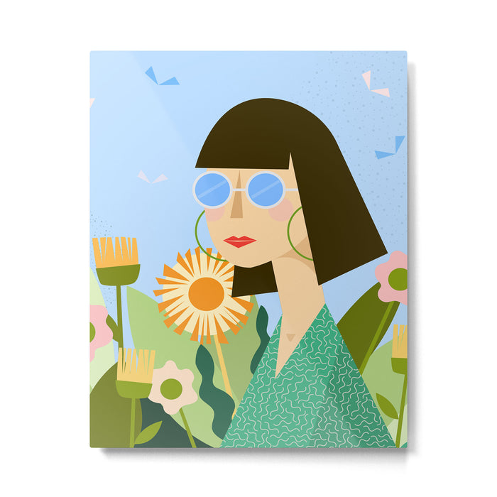 Girl with plants Metal Print Gallery Image 1