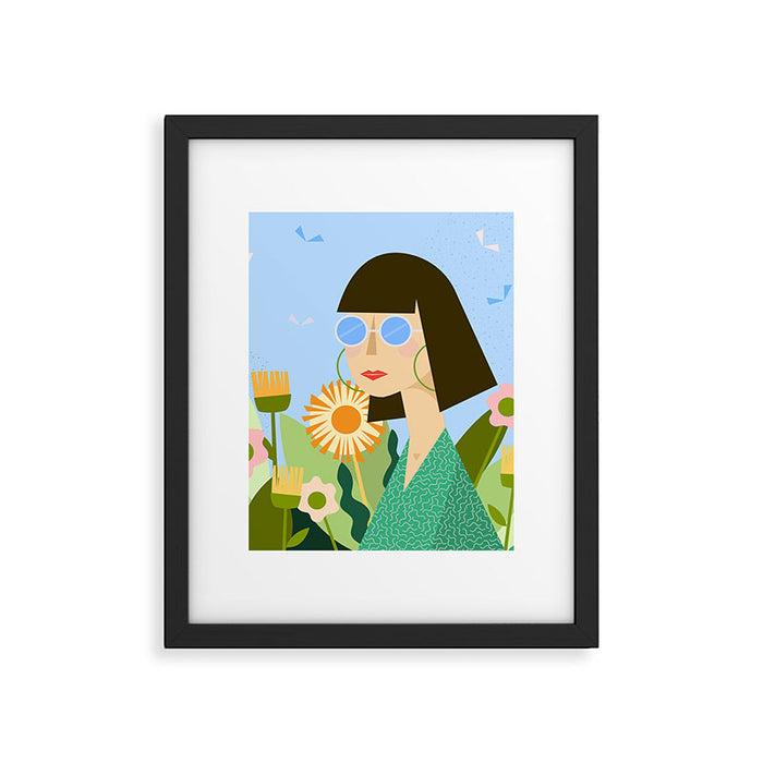Girl with plants Framed Art Print Gallery Image 1