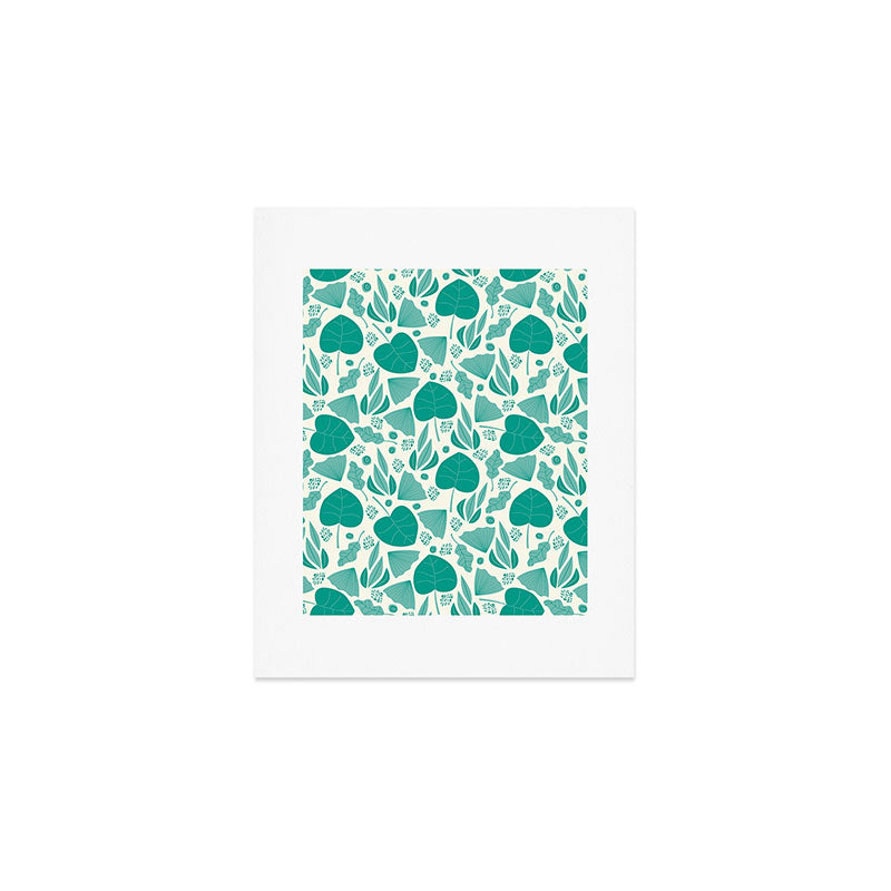 Green leaves pattern Art Print Gallery Image 1