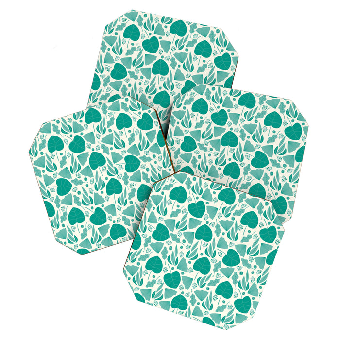Green leaves pattern Coaster Gallery Image 1
