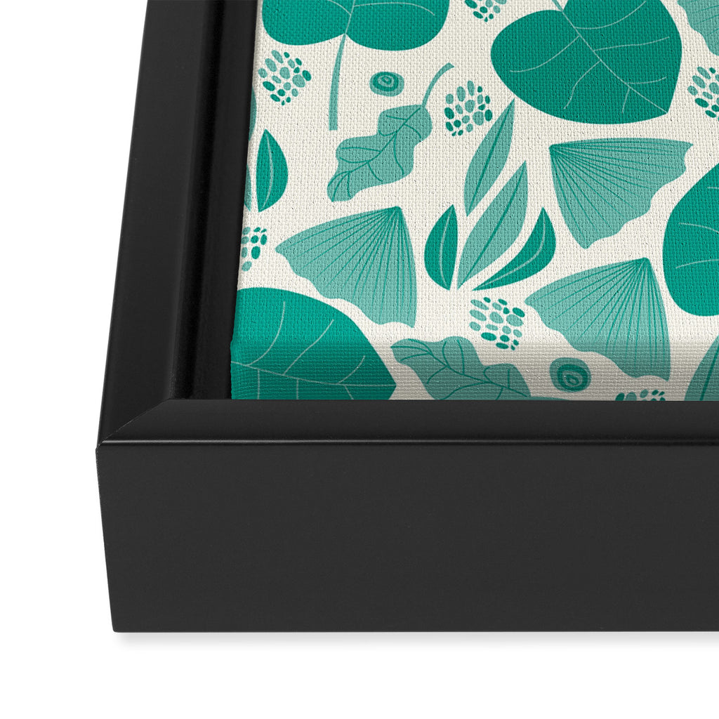 Green leaves pattern Framed Canvas Print Gallery Image 3