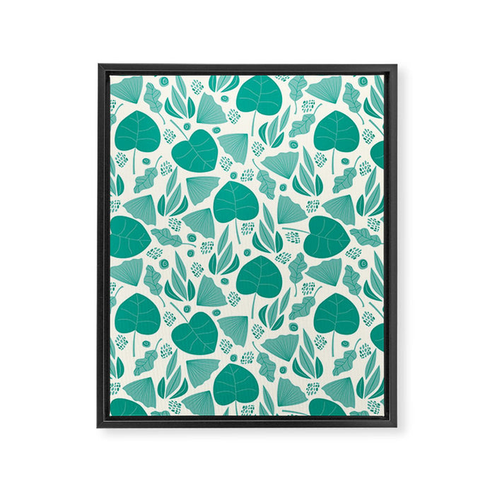 Green leaves pattern Framed Canvas Print Gallery Image 1