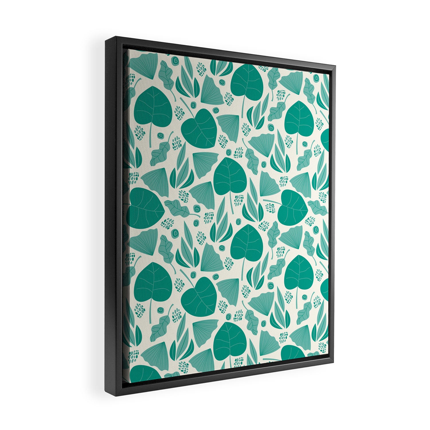 Green leaves pattern Framed Canvas Print Gallery Image 2