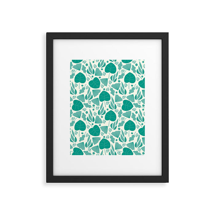 Green leaves pattern Framed Art Print Gallery Image 1