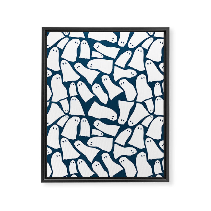 Halloween ghosts pattern  Framed Canvas Print Gallery Image 1
