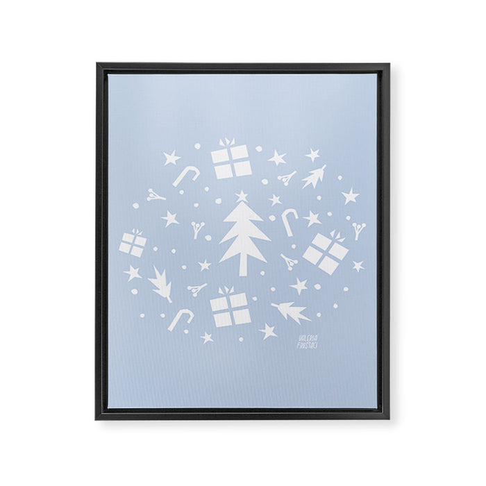 Happy Holidays monochromatic Framed Canvas Print Gallery Image 1