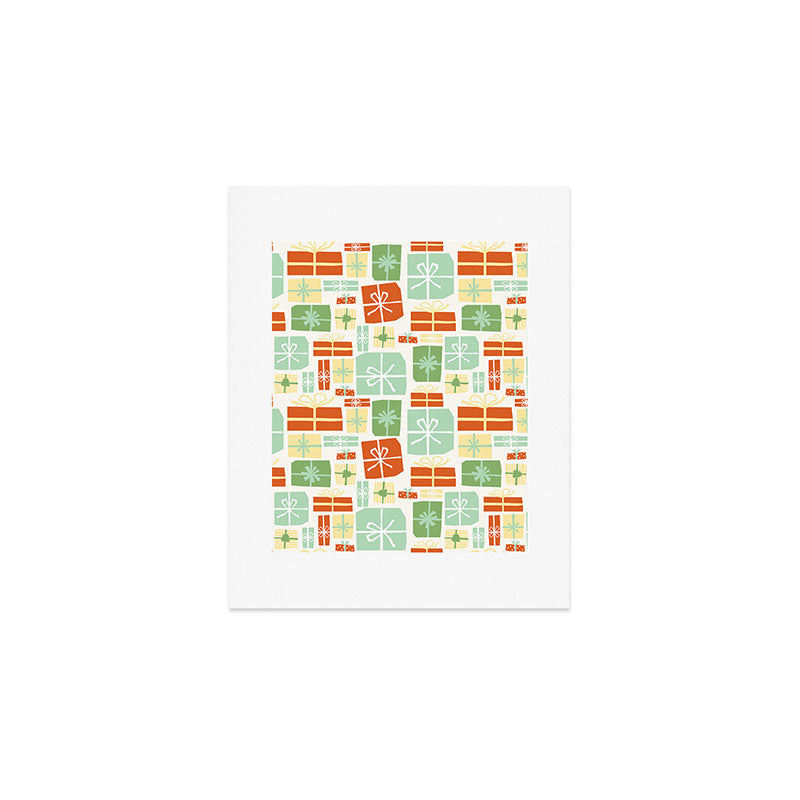 Holiday gifts in red and green Art Print Gallery Image 1