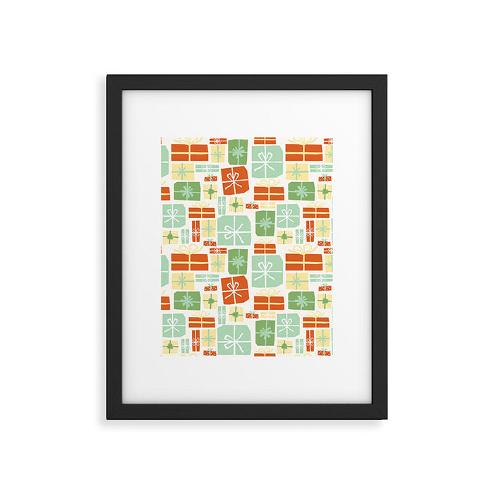 Holiday gifts in red and green Framed Art Print Gallery Image 1