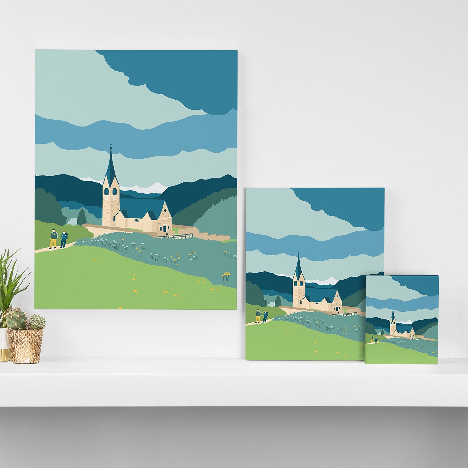 Italy, a church in the Alps Canvas Print Gallery Image 3