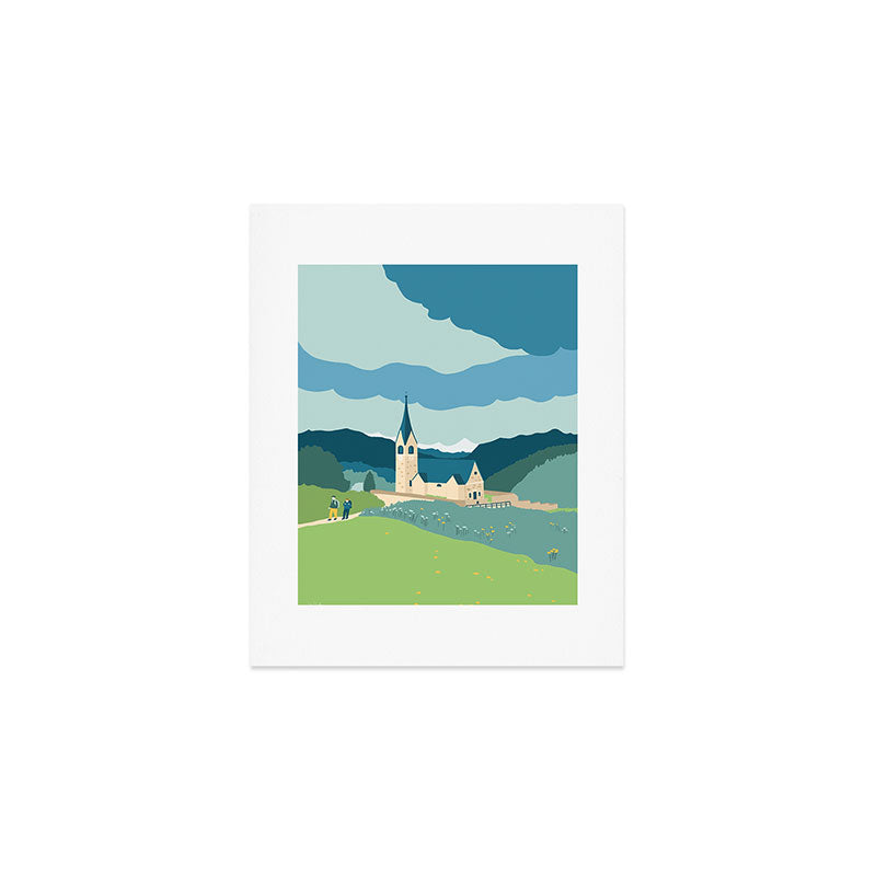 Italy, a church in the Alps Art Print Gallery Image 1