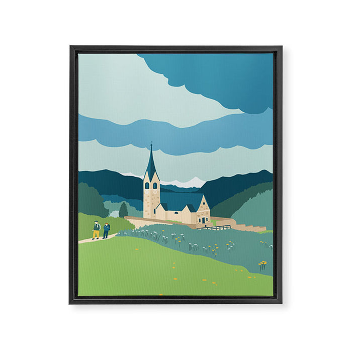 Italy, a church in the Alps Framed Canvas Print Gallery Image 1