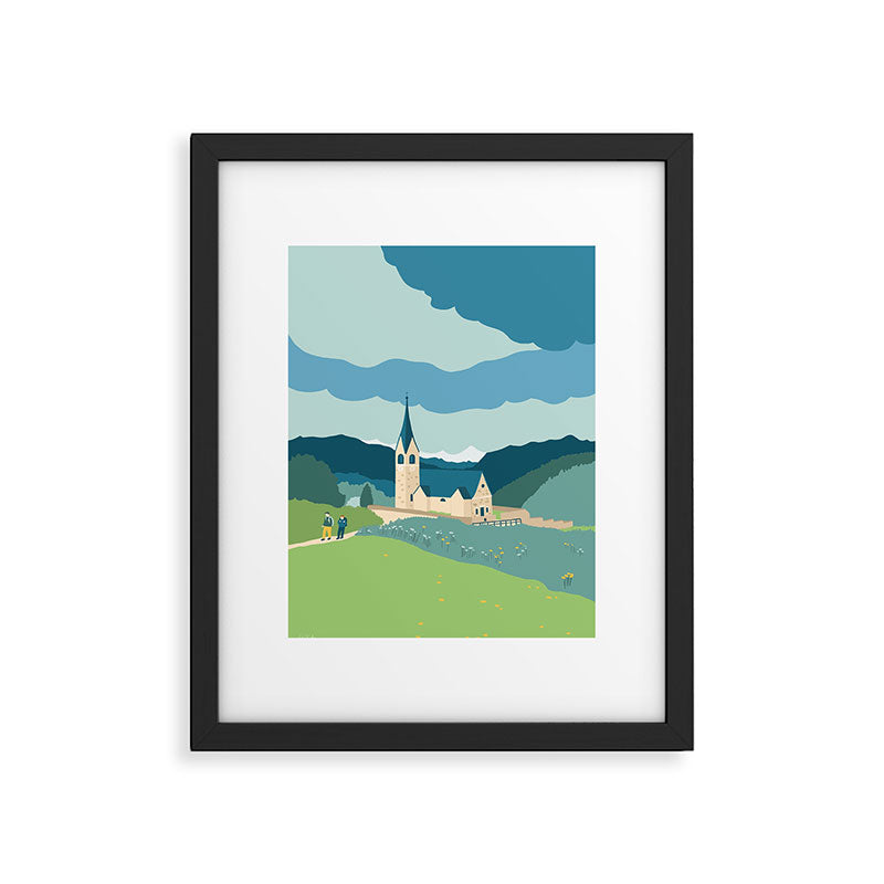 Italy, a church in the Alps Framed Art Print